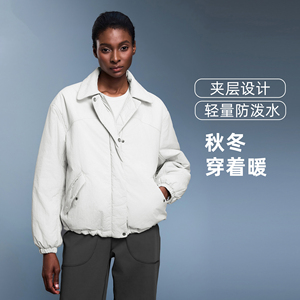 休闲百搭翻领棉服女秋冬季轻量