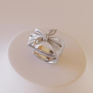 十口二冂原创设计单结系列开口925银小众设计感戒指立体冷淡风