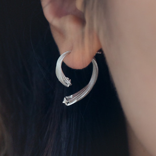 十口二冂原创设计通体925银星星耳环小众高级感设计师流星耳钉