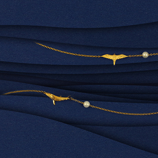 [十口二冂官方店]原创设计飞鸟鲸鱼手链女纯银简约个性气质冷淡风