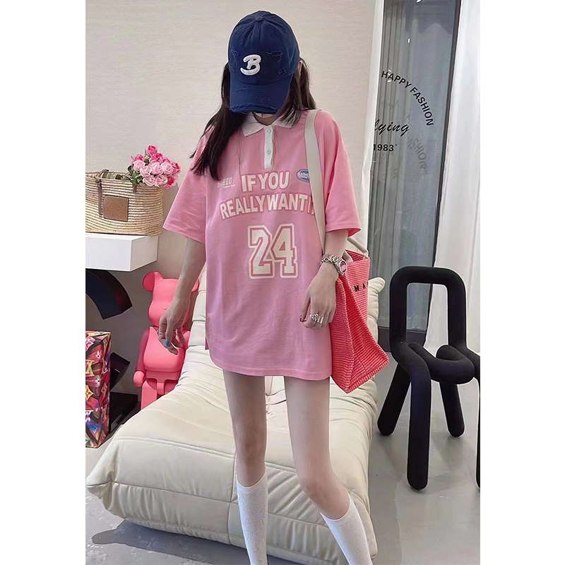 欧美洋气减龄青春Polo衫2025新款学院风翻领短袖t恤女夏半袖上衣