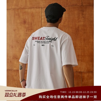 VMCL撞色主题标语日系街头宽松纯棉短袖TEE恤男女24SS vermicelli