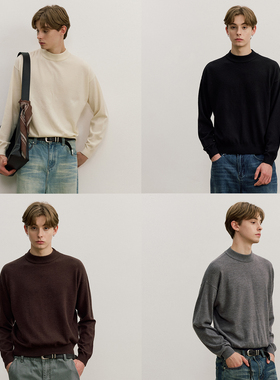 VMCL 羊毛小高领毛衣基础通勤短宽针织衫男女长袖25AW vermicelli