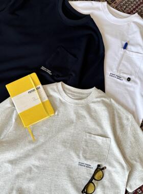 VMCL多功能绳扣口袋宽松落肩基础纯棉短袖TEE恤男25SS vermicelli