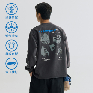 VMCL岩石山脉结构印花户外宽松圆领长袖 vermicelli T恤男国潮24AW