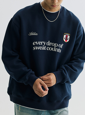 VMCL复古刺绣章 足球风宽松圆领抓绒套头卫衣男女24AW vermicelli