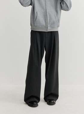 VMCL老钱风A字褶抗皱暗条纹西装长裤休闲西裤男26SS vermicelli