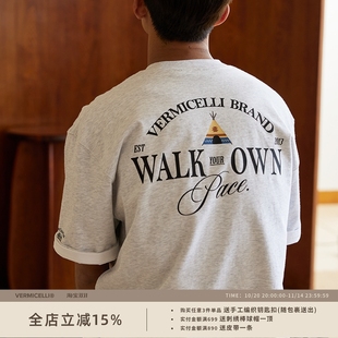 男女情侣潮23SS VMCL T恤半袖 复古质感短袖 vermicelli 印第安帐篷