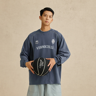vermicelli TEE恤男国潮23AW VMCL 明线撞色拼接宽松街头运动长袖