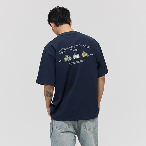 VMCL复古趣味手绘赛车短T恤男女