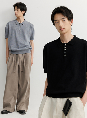 VMCL舒适柔软 羊毛混纺针织翻领POLO衫短袖衫男女26SS vermicelli