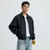 VMCL日系复古羊羔绒 机车短宽PU皮夹克外套男国潮24AW vermicelli