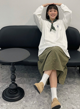 VMCL 日系复古户外通勤工装半身裙女纯色高腰a字显瘦vermicelli