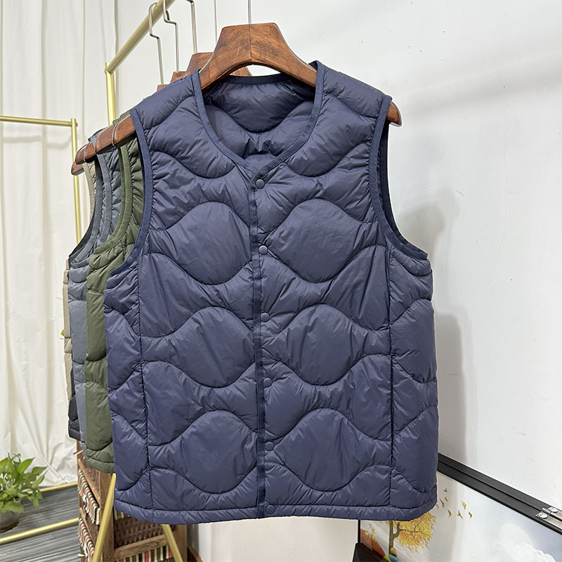 户外运动轻薄羽绒衣马甲男圆领V领内搭保暖坎肩背心休闲百搭外套