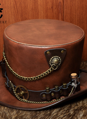 蒸汽朋克复古风高顶魔术绅士礼帽 万圣节朋克派对cosplay