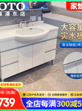 TOTO浴室柜LDKW1203W/K简约大容量陶瓷面盆落地梳洗柜1.2(06-C)