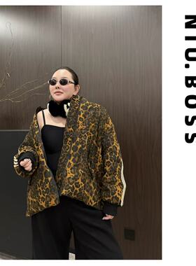 Three Ten.N 大码270斤“痞帅风”复古休闲运动豹纹牛仔羽绒服