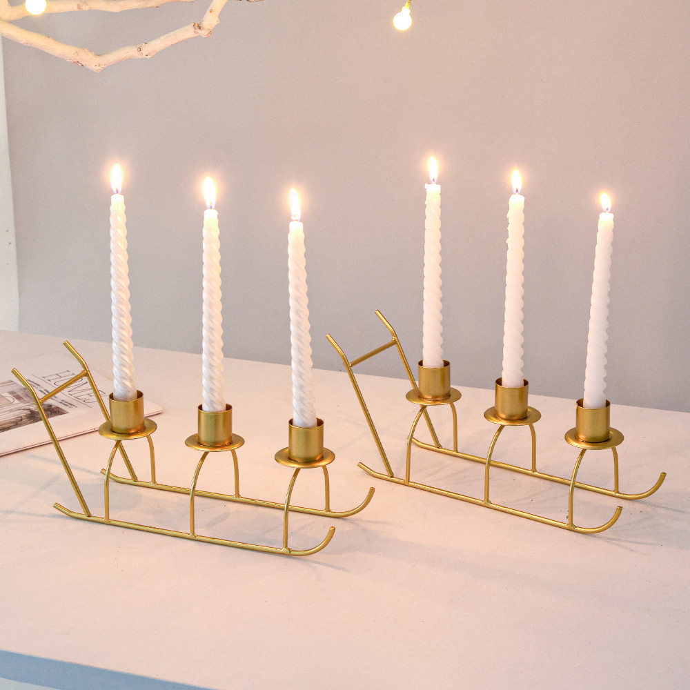 北欧浪漫烛光晚餐蜡烛底座家居氛围布置道具圣诞节金属装饰品摆件