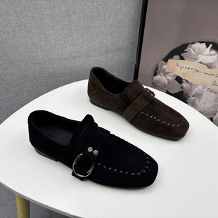 单鞋 断码 圆头套脚复古绒里乐福羊绒时尚 2025秋冬新款 处理真皮女鞋