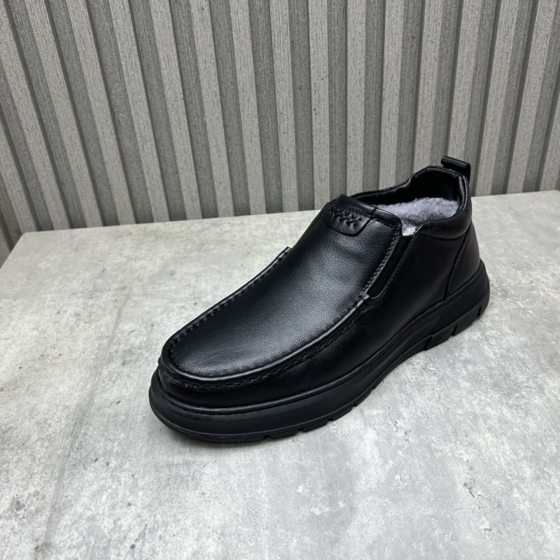 清仓断码处理真皮男鞋2025冬季新款低跟户外牛皮厚绒保暖高帮棉鞋
