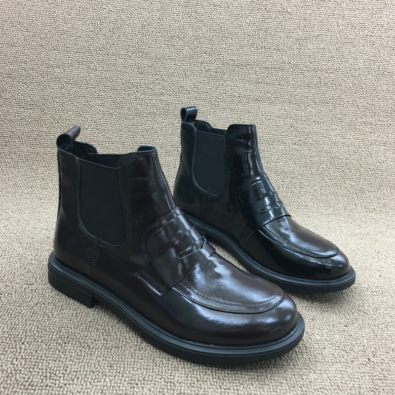 断码处理秋款松紧口圆头平底女靴