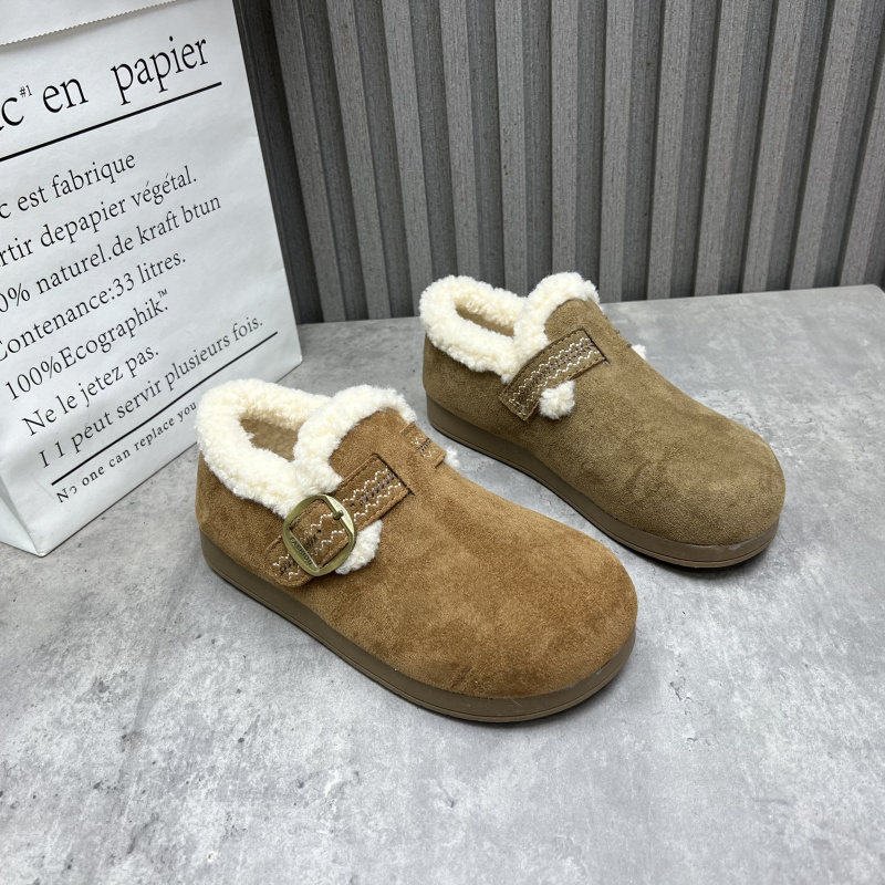 断码处理女鞋2025秋冬款圆头套脚平底复古勃肯鞋时尚加绒女棉鞋