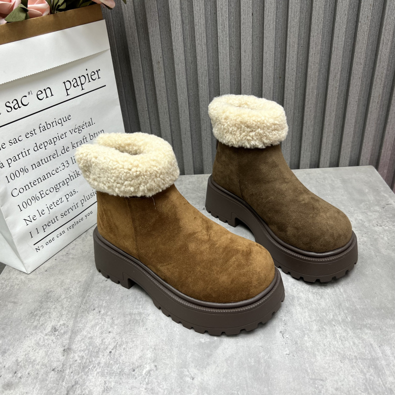 断码处理女靴2025冬季新款厚绒保暖英伦户外后拉链厚底雪地女棉靴