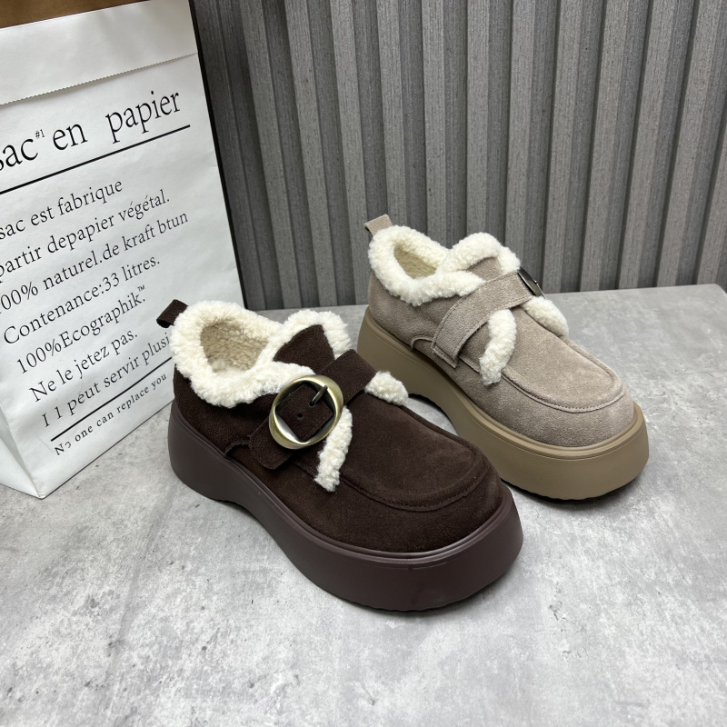 清仓断码处理女鞋2025秋冬款厚底耐磨勃肯鞋外穿复古加绒休闲棉鞋
