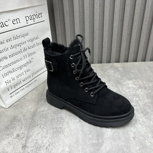 户外时尚 新款 百搭低跟厚绒保暖马丁靴 处理女靴2025秋冬季 厂家断码