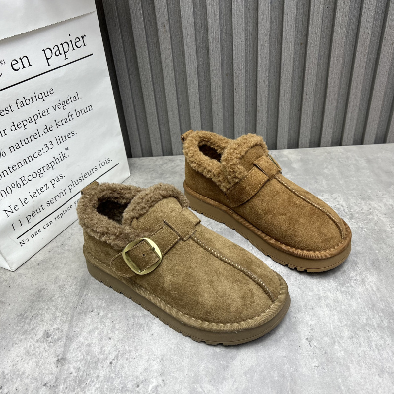 断码处理女靴2025冬季新款复古勃肯鞋平底深口加绒保暖雪地女棉鞋