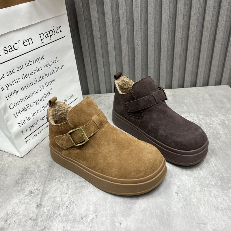 断码处理真皮女鞋2025秋冬款高帮厚绒保暖复古勃肯鞋时尚女棉靴