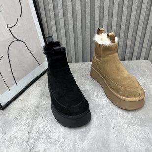 厚底耐磨百搭厚绒保暖雪地靴女短靴 新款 断码 处理真皮女靴2023冬季