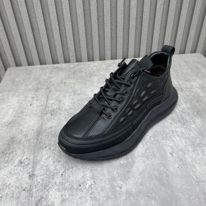 厂家断码处理真皮男鞋2024秋冬季新款厚底鳄鱼纹加绒牛皮棉鞋皮鞋