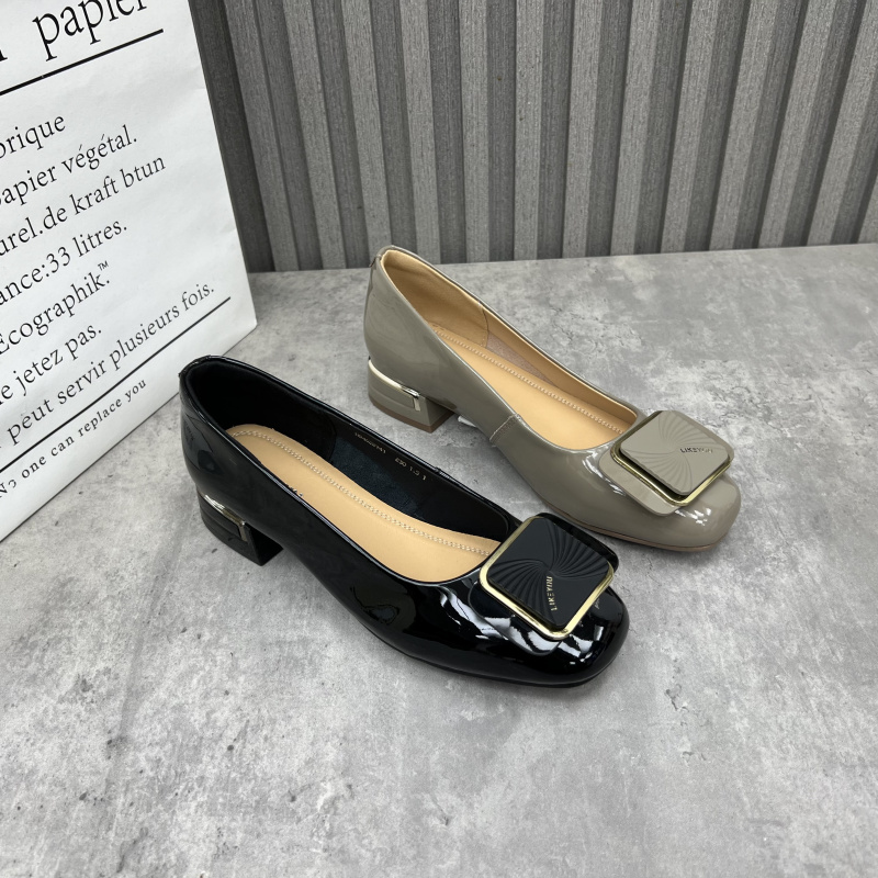 厂家处理真皮女鞋2025春季新款低跟纯色日常外穿方头浅口女单鞋40