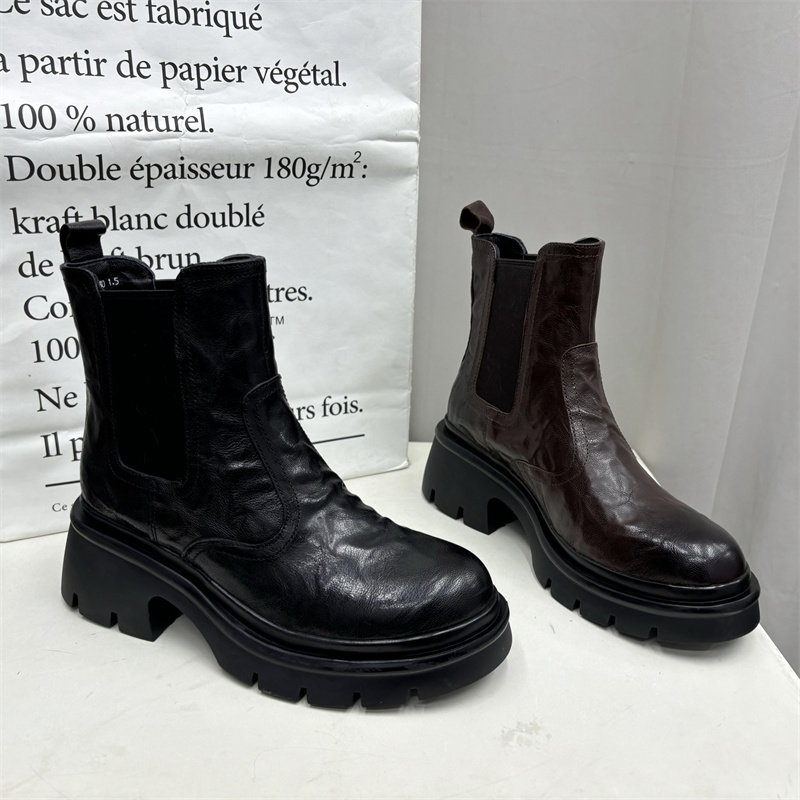 清仓断码处理真皮女靴2024冬季新款中跟加绒羊皮切尔西靴女短靴子