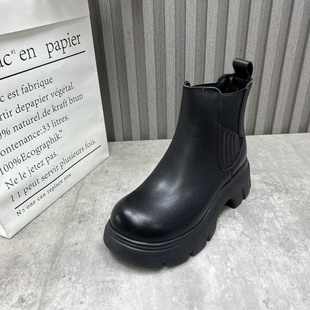 厚底增高加绒保暖切尔西靴棉短靴 新款 断码 处理真皮女靴2025秋冬季