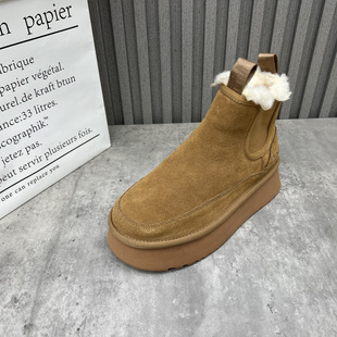户外防寒东北棉鞋 新款 厚绒保暖雪地靴 处理真皮女靴2024冬季 断码