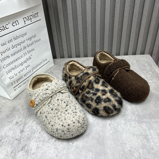 简约舒适加绒女棉鞋 断码 魔术贴平底复古勃肯鞋 2025秋冬款 处理女鞋