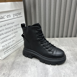 英伦风厚底加绒棉靴英伦马丁靴 新款 厂家断码 处理女靴2025秋冬季