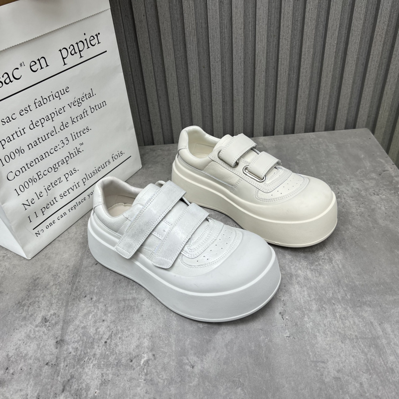 厂家断码处理真皮女鞋2025春季新款厚底韩版魔术贴小白鞋板鞋单鞋