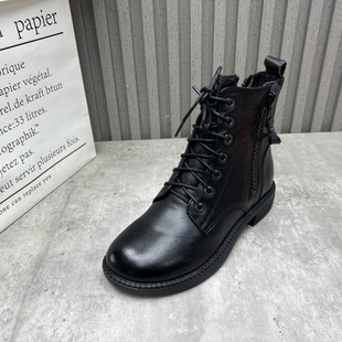 户外低跟英伦风马丁靴单靴40 时尚 厂家处理真皮女靴2025秋冬季 新款