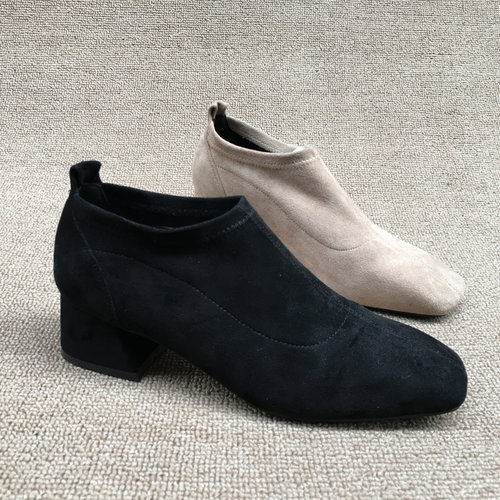 新款断码处理优雅粗跟深口女鞋