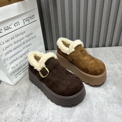 复古厚绒保暖勃肯鞋断码处理女鞋2025秋冬款厚底增高深口舒适棉鞋