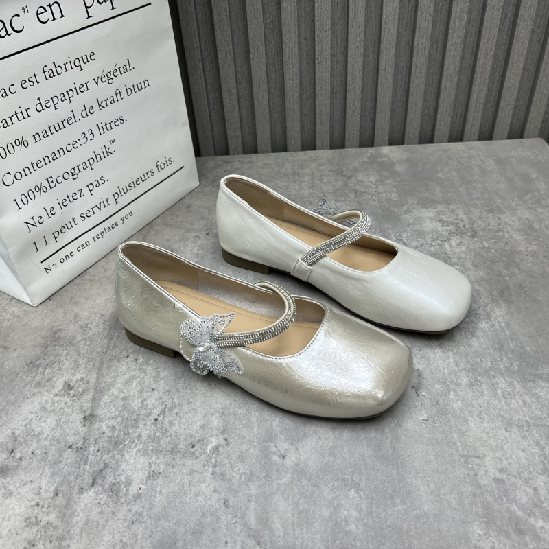 断码处理女鞋2025春新款女单鞋方头浅口蝴蝶玛丽珍仙女风轻便单鞋