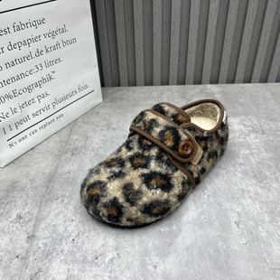 处理女鞋 棉鞋 2025秋冬款 毛毛鞋 内增高魔术贴绒里豹纹勃肯鞋 断码