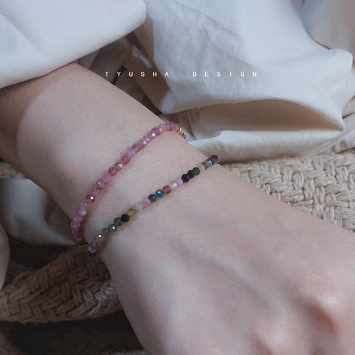 TYUSHA天然碧玺手链女14k包金