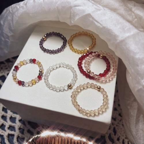 TYUSHA彩虹小戒指水晶包金简约