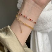 TYUSHA设计 少女系列美国14K包金超闪水晶手链糖果饰姜黄彩虹手串