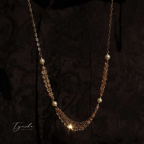 TYUSHA14K包金珍珠项链高级设计