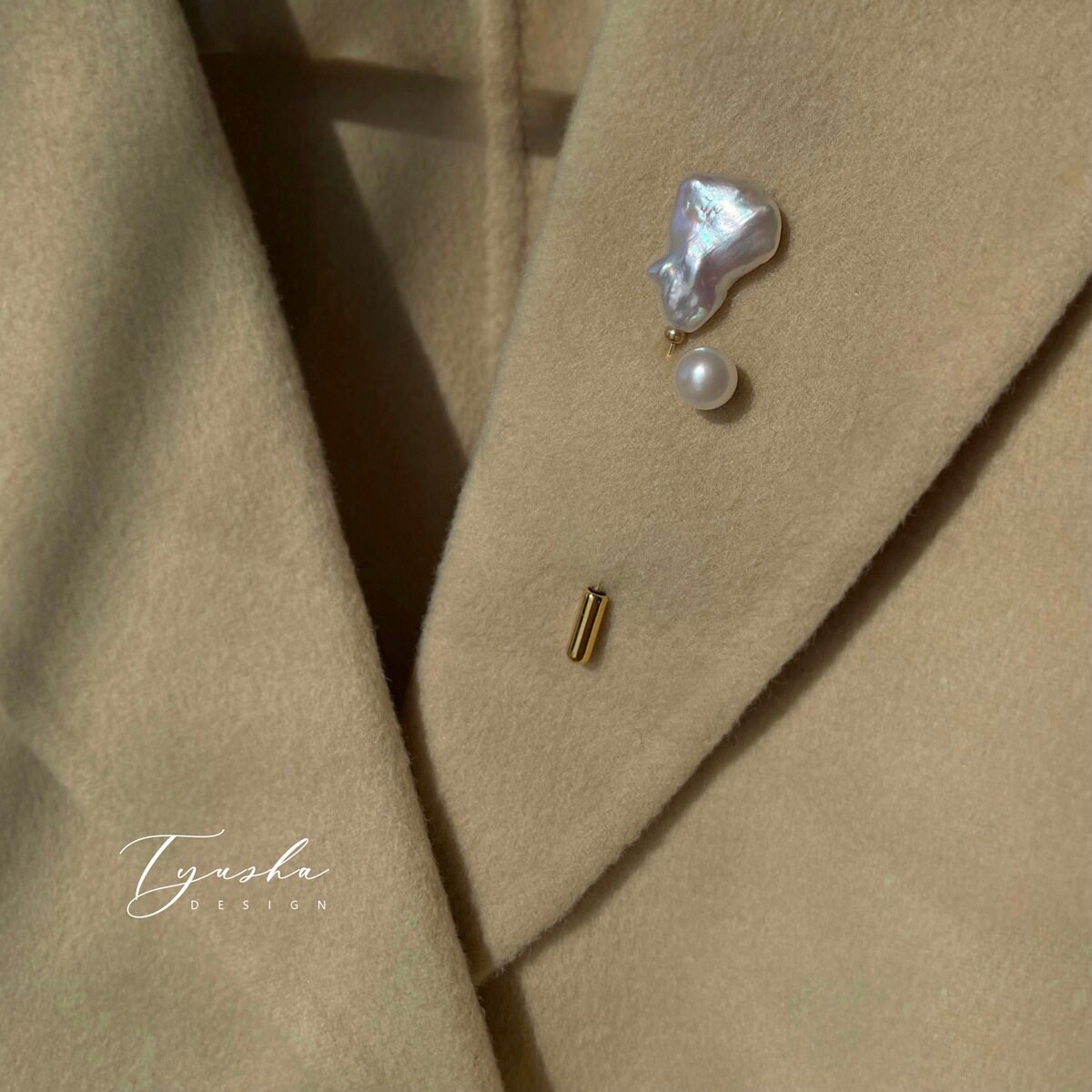 TYUSHA高品质人鱼光泽天然巴洛克珍珠胸针别针女防走光多用配饰